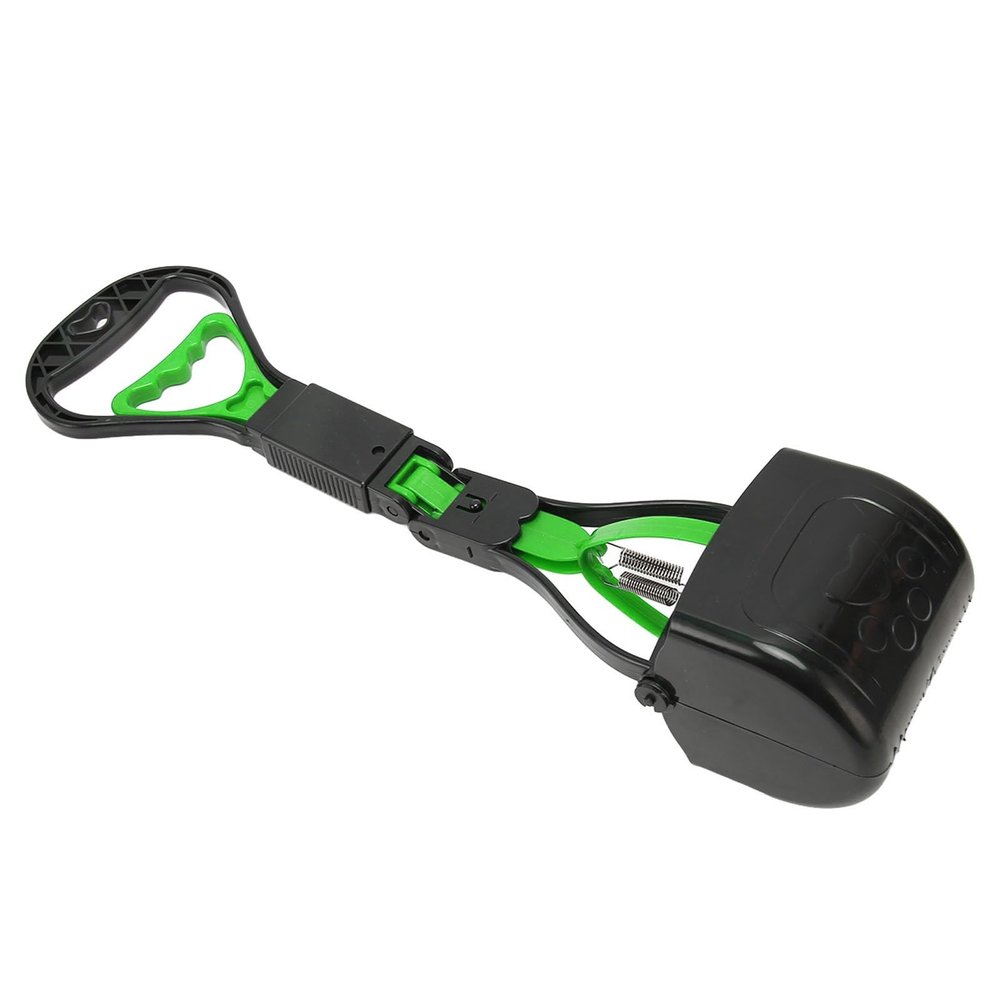 Portable Foldable Pet Pooper Scooper with Long Handle, Green