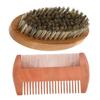 Men's Beard Care Set with Wooden Comb and Bristle Brush, Beige view 1