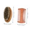 Men's Beard Care Set with Wooden Comb and Bristle Brush, Beige view 2