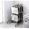 Generic Stainless Steel Salon Trolley with 2 Tiers and Wheels, Gold, 40 x 33 x 88 cm view 2