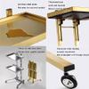 Generic Stainless Steel Salon Trolley with 2 Tiers and Wheels, Gold, 40 x 33 x 88 cm view 4