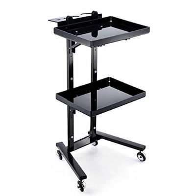 Rolling Cart, Foldable Salon Tray with Wheels, Portable Tattoo Workstation for Artists, Chemical-Resistant Tray for Hairdressing Tools with Storage
