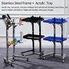 Rolling Cart, Foldable Salon Tray with Wheels, Portable Tattoo Workstation for Artists, Chemical-Resistant Tray for Hairdressing Tools with Storage view 4