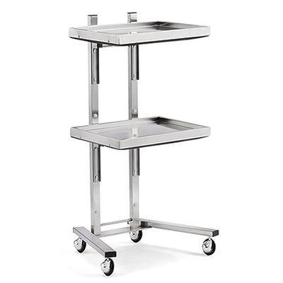 2-Tier Folding Stainless Steel Salon Cart on Wheels for Tattoos