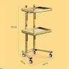 2-Tier Folding Stainless Steel Salon Cart on Wheels for Tattoos view 2