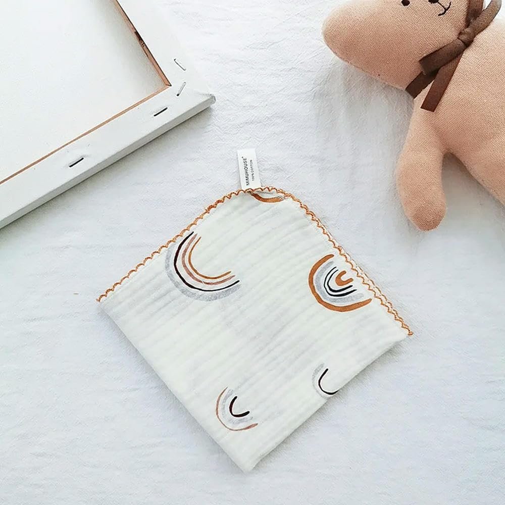XIANGKANXUE Cotton Baby Face Towel, 4-Layer Muslin Bib, Soft Drool Cloth