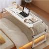 YHKJLYH Overbed Desk with Wheels, Bedside Laptop Table for Full, Queen and King Beds, White view 1