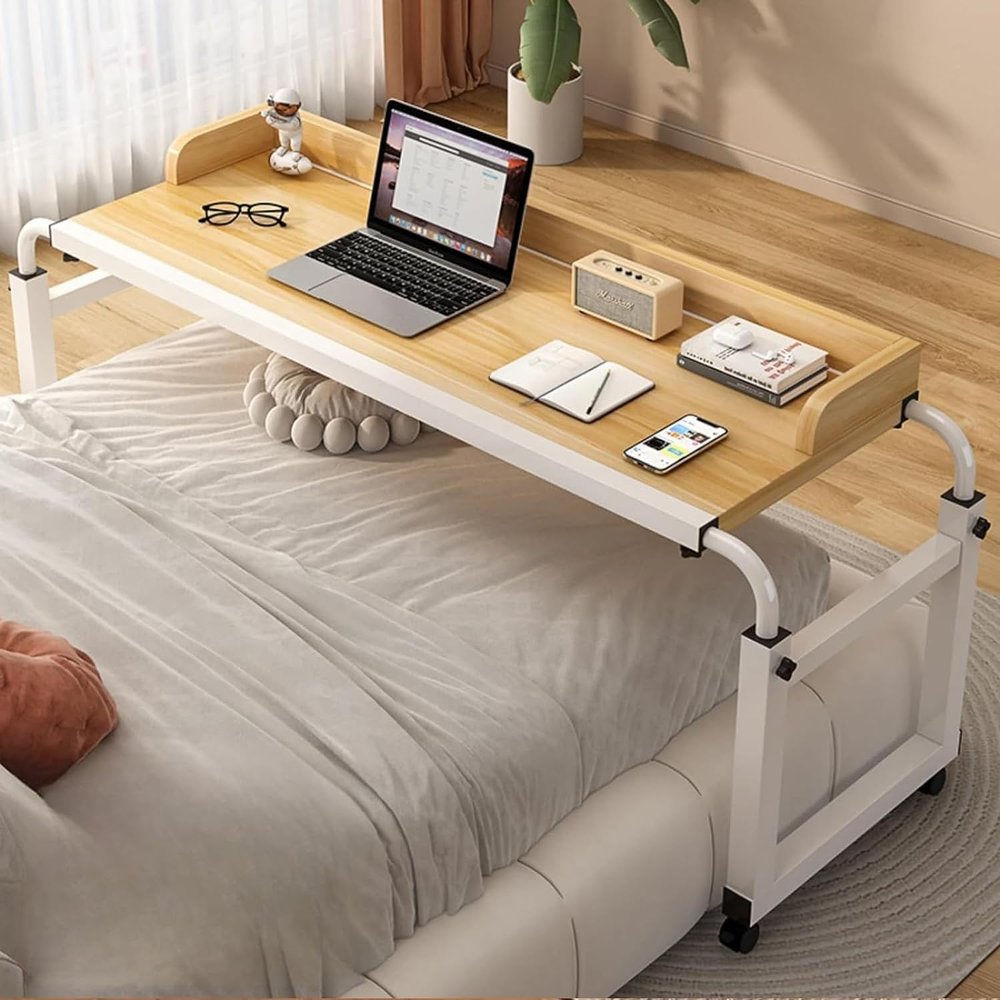 YHKJLYH Height-Adjustable Rolling Overbed Table