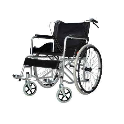 PNAJFUEL Lightweight Carbon Steel Folding Manual Wheelchair with Handbrake and Swing-Away Footrest, Black