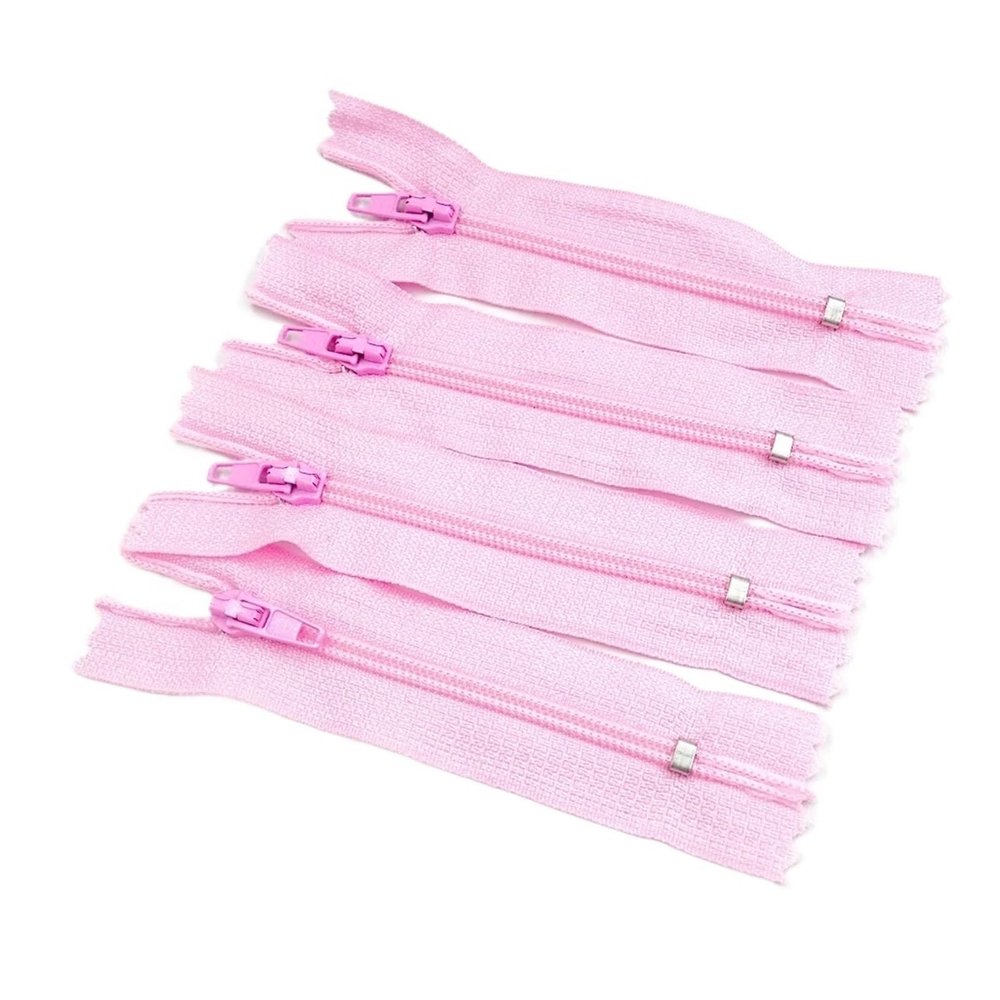 Closed-End Nylon Coil Zippers, Size 3, Pink, 35 cm, 4-Pack