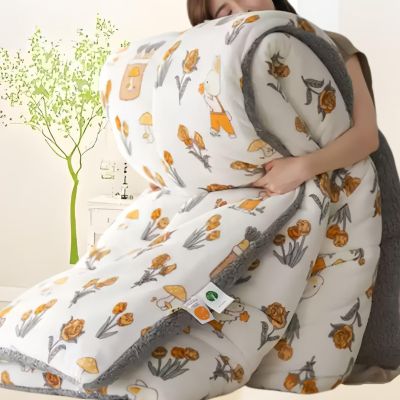 XHCTNN Plush Reversible Extra-Warm Duvet, Gray/Light Gray Flannel, 200 × 230 cm, 4.0 kg