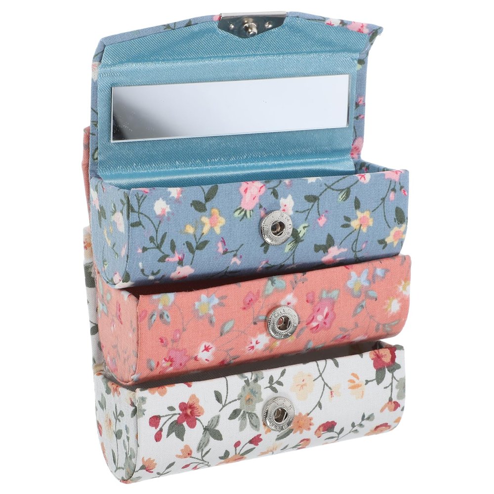 Cabilock 3-Piece Lipstick Case Set with Mirror, Portable Iron and Satin Decorative Handbag Cases for Women and Teens