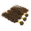 Larafona Brazilian Virgin Human Hair Bundles with 4x4 Lace Closure, Curly, Medium Brown #4, 10"+10"+10"+10" view 2