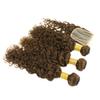 Larafona Brazilian Virgin Human Hair Bundles with 4x4 Lace Closure, Curly, Medium Brown #4, 10"+10"+10"+10" view 3