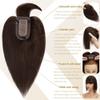 Women's Hair Topper, 15.24 × 5.7 cm, Human Hair with Bangs, 7 × 12.5 cm Silk-Base Clip-In, 150% Density, Straight, Medium Brown view 3