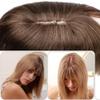 Women's Hair Topper, 15.24 × 5.7 cm, Human Hair with Bangs, 7 × 12.5 cm Silk-Base Clip-In, 150% Density, Straight, Medium Brown view 4