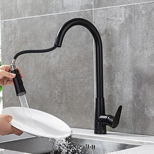 SJHDHDA Single-Handle Kitchen Sink Faucet, Brushed Gold and Black, 360° Swivel (Nero)