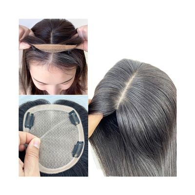 14-Inch Human Hair Topper for Women with Silk Base