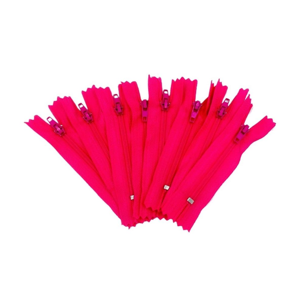 Nylon Zippers for Tailoring, Sewing and Crafts, 7.5–60 cm, Pink, 10 Pieces