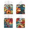 Leather Tissue Box Cover with Abstract Floral Pattern view 2