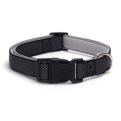 Reflective Padded Neoprene Dog Collar, Black, M