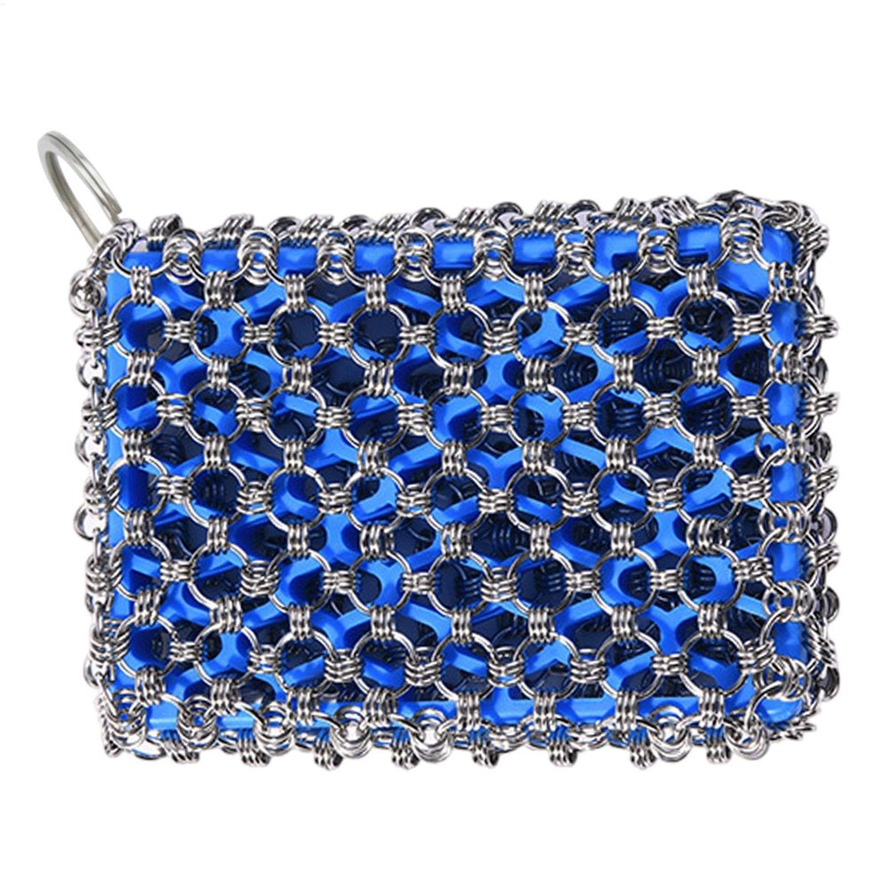 Cast Iron Chainmail Scrubber, Multi-Purpose Metal Pan Scrubber for Grill Pans