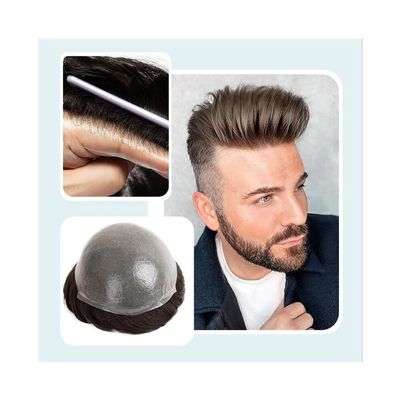 Men's Toupee, 0.04 mm Thin Skin Base, Human Hair System