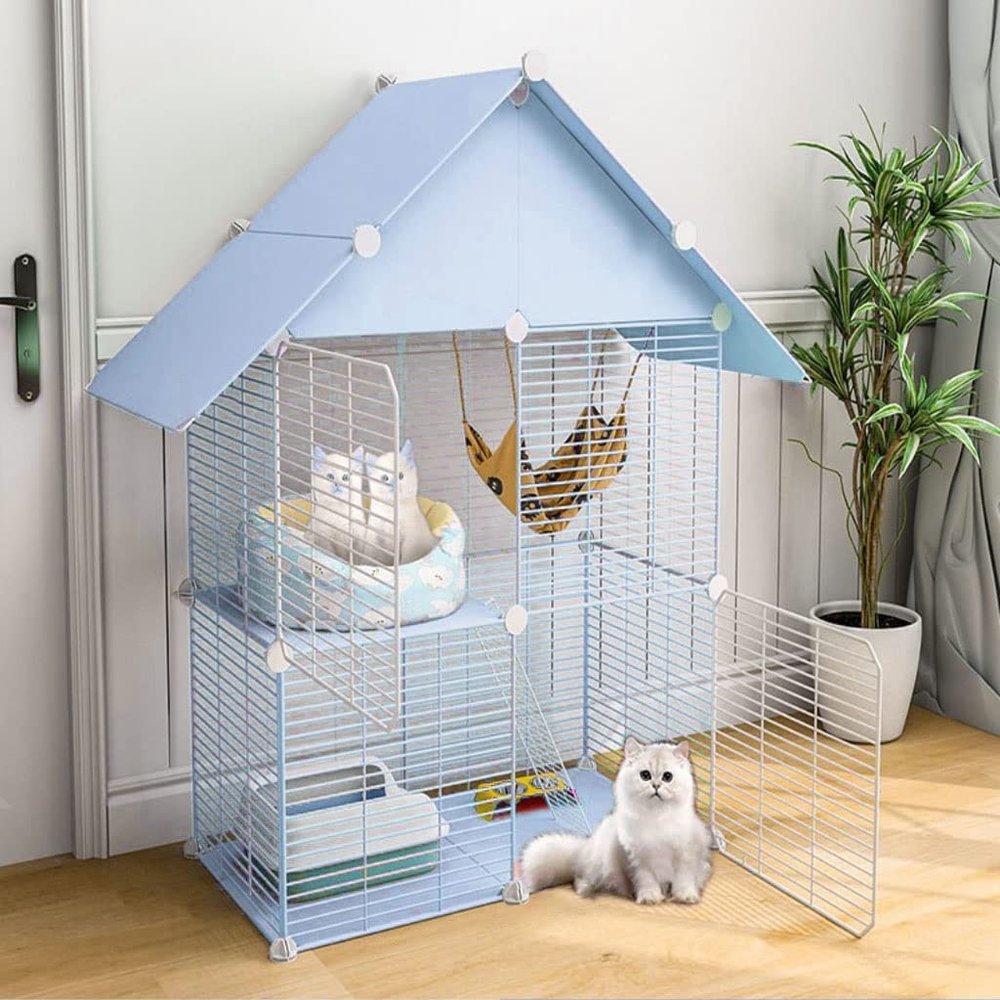 KHLMSRXJ Large Multi-Level Cat Cage, Indoor DIY Pet Enclosure, 75 x 39 x 110 cm