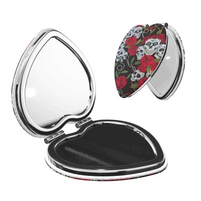 YZHYWJFF Travel Makeup Mirror with Rose and Skull-Eye Design