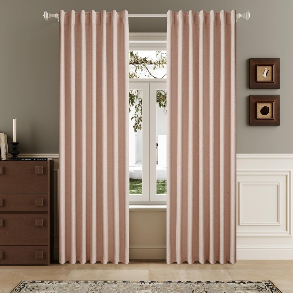 DUALIFE Boho Blackout Curtains, Thermal Linen-Blend, 127 x 228 cm, 2 Panels