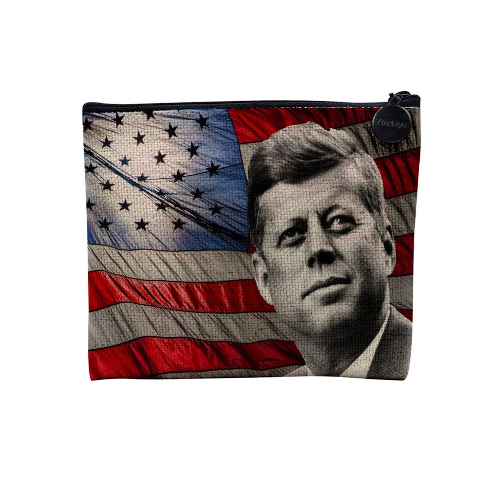 Linen-Look Canvas Cosmetic Bag, USA Kennedy, 15 x 10 cm
