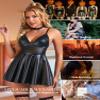 ohmydear Women's Sexy Short Babydoll PU Leather Dress Lingerie, Black Set, L view 3