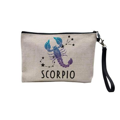 Scorpio Astrology Sign Celestial Solar Prediction Linen-Look Cosmetic Bag, 23.5 x 15 cm