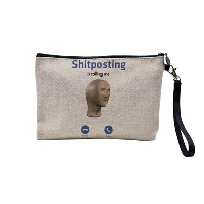 Linen Cosmetic Bag – “Phone Call Is Calling Me”