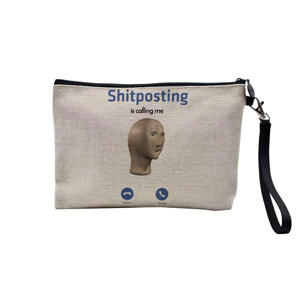 Linen Cosmetic Bag – “Phone Call Is Calling Me”