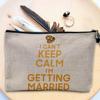 Linen-Look Cosmetic Pouch, Keep Calm Parody, Getting Married, 23.5 x 15 cm view 3