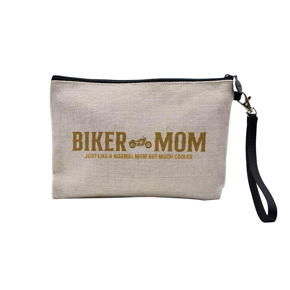 Linen-Feel Cosmetic Bag, Biker Mom, 23.5 x 15 cm