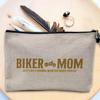 Linen-Feel Cosmetic Bag, Biker Mom, 23.5 x 15 cm view 3