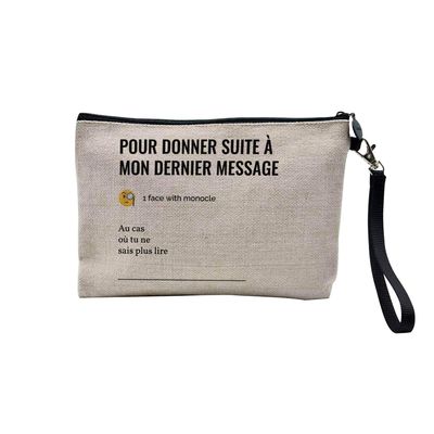 Linen-Look Cosmetic and Toiletry Pouch, Office Email Humor Design, 23.5 x 15 cm