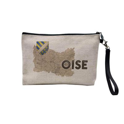 Linen-Effect Cosmetic Bag, French Departments Vintage Map, Oise, 23.5 x 15 cm