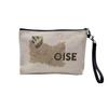Linen-Effect Cosmetic Bag, French Departments Vintage Map, Oise, 23.5 x 15 cm view 1