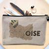 Linen-Effect Cosmetic Bag, French Departments Vintage Map, Oise, 23.5 x 15 cm view 3