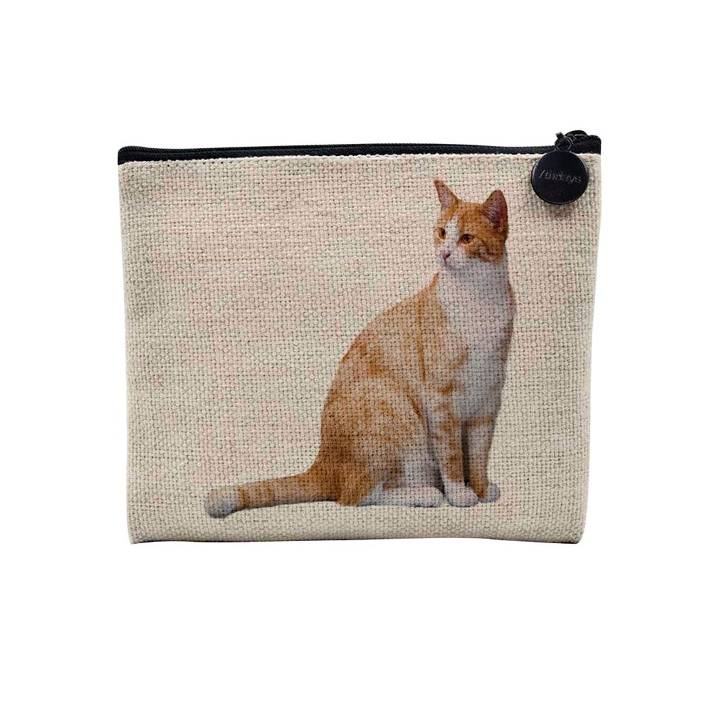 Linen-Look Cosmetic Bag, European Redhead, 15 x 10 cm