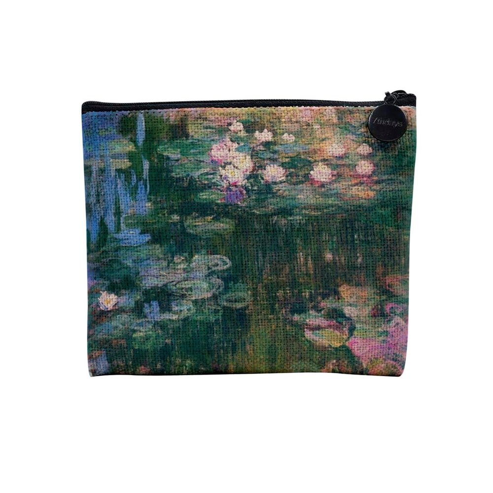 Linen-Look Cosmetic Bag, Monet Water Lilies, Plus Collection