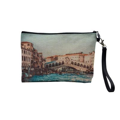 Rialto Bridge Venice Cosmetic Bag, Linen-Look Canvas, 15 x 10 cm or 23.5 x 15 cm