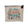 Linen-Look Makeup Bag, Eat Sleep Travel, 15 x 10 cm view 1