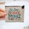 Linen-Look Makeup Bag, Eat Sleep Travel, 15 x 10 cm view 3