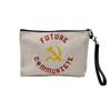 Linen-Look Cosmetic Bag/Wallet, “Future Communist Politics Humor Future,” 15 × 10 cm or 23.5 × 15 cm view 1