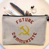 Linen-Look Cosmetic Bag/Wallet, “Future Communist Politics Humor Future,” 15 × 10 cm or 23.5 × 15 cm view 3