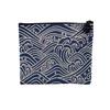 Linen-Effect Cosmetic Pouch, Hokusai Ocean Wave Design, 15 x 10 cm view 1